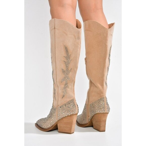 Cape Robbin Block Studded Western Cowboy Boots Ivory Size 8 - Picture 4 of 6